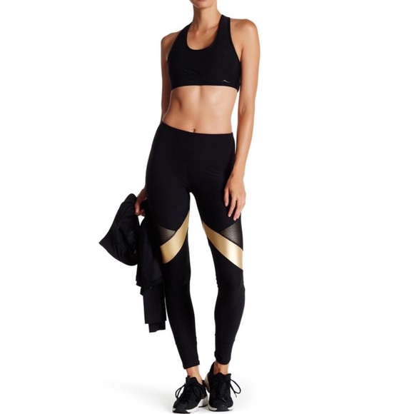 X by Gottex Mesh Black and Gold Leggings (NWT) - Picture 2 of 7